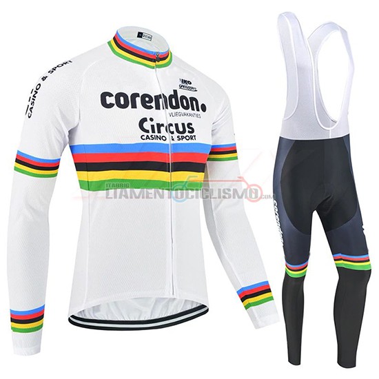 Abbigliamento Ciclismo UCI Mondo Campione Corendon Circus Manica Lunga 2019 Bianco